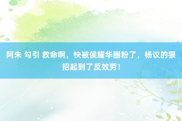 阿朱 勾引 救命啊，快被侯耀华圈粉了，杨议的狠招起到了反效劳！
