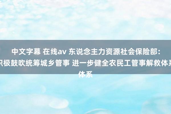 中文字幕 在线av 东说念主力资源社会保险部：积极鼓吹统筹城乡管事 进一步健全农民工管事解救体系