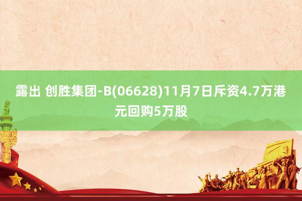 露出 创胜集团-B(06628)11月7日斥资4.7万港元回购5万股