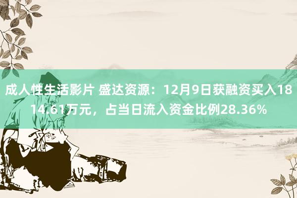 成人性生活影片 盛达资源：12月9日获融资买入1814.61万元，占当日流入资金比例28.36%