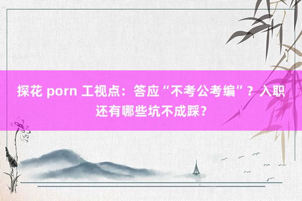 探花 porn 工视点：答应“不考公考编”？入职还有哪些坑不成踩？