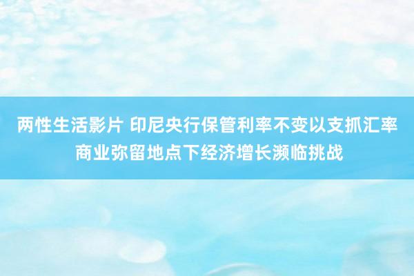 两性生活影片 印尼央行保管利率不变以支抓汇率 商业弥留地点下经济增长濒临挑战
